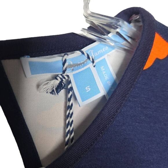 Draper James Poppy Ponte Knit Shift Dress Sz Small Floral Short Sleeve Navy Blue - Picture 9 of 10